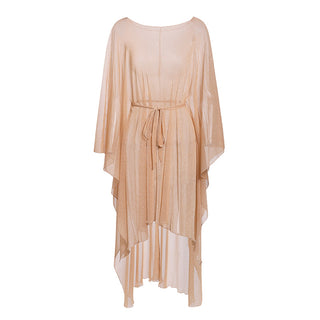 Golden Shimmer Beach Cover-Up Kimono Dress