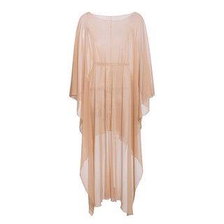 Golden Shimmer Beach Cover-Up Kimono Dress